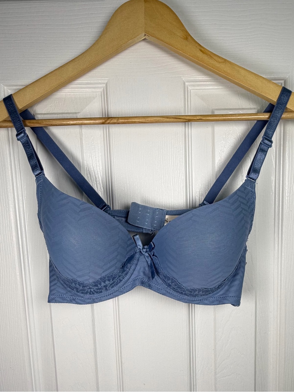 Coobie Slate Blue Lace Trim Underwire Bra Women's 36B Padded NWT Everyday Comfor